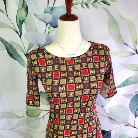 LULAROE | Julia in Warm Squares sz XXS - Picture 3 of 9